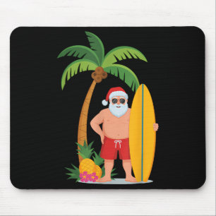 Christmas Surf Santa Beach Ne Vacation Surfing  Mouse Mat