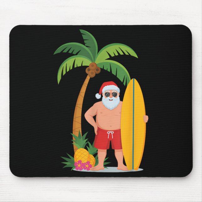 Christmas Surf Santa Beach Ne Vacation Surfing  Mouse Mat (Front)