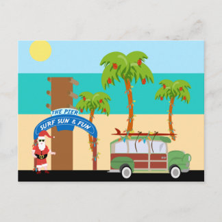 Christmas Surfing Holiday Postcard