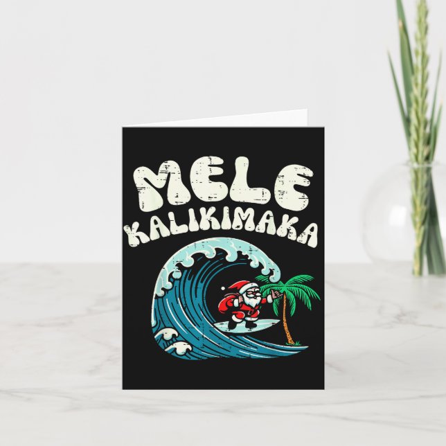 Christmas Surfing Santa Mele Kalikimaka Xmas Men B Card (Front)