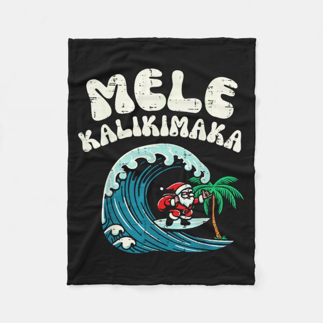 Christmas Surfing Santa Mele Kalikimaka Xmas Men B Fleece Blanket (Front)