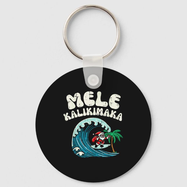 Christmas Surfing Santa Mele Kalikimaka Xmas Men B Key Ring (Front)