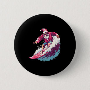 Christmas Surfing Santa Surfboarder Surf Lover Xma 6 Cm Round Badge