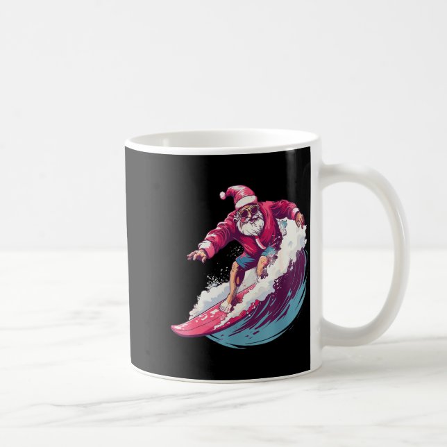 Christmas Surfing Santa Surfboarder Surf Lover Xma Coffee Mug (Right)