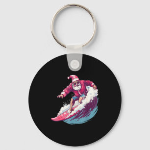 Christmas Surfing Santa Surfboarder Surf Lover Xma Key Ring