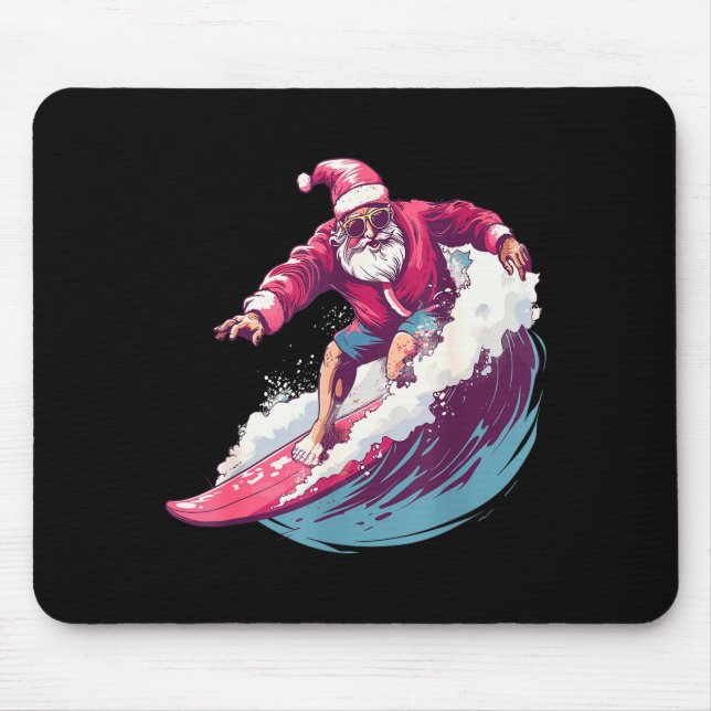 Christmas Surfing Santa Surfboarder Surf Lover Xma Mouse Mat (Front)