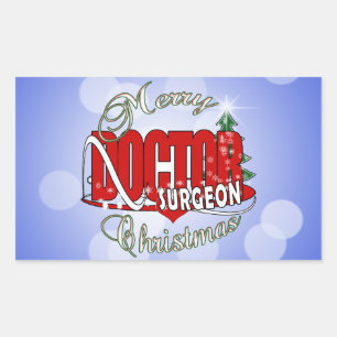 CHRISTMAS SURGEON DOCTOR RECTANGULAR STICKER
