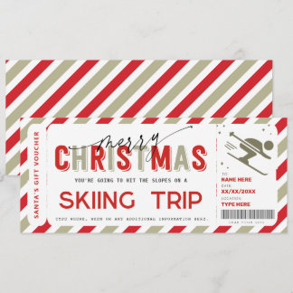 Christmas Surprise Ski Trip Gift Ticket Voucher Invitation