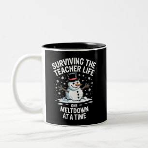 Christmas Surviving Teacher Life Meltdown Xmas Two-Tone Coffee Mug
