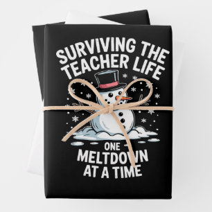Christmas Surviving Teacher Life Meltdown Xmas Wrapping Paper Sheet