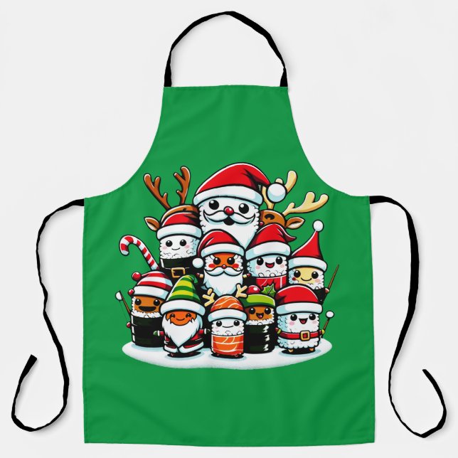 Christmas Sushi Festive Celebration Apron (Front)