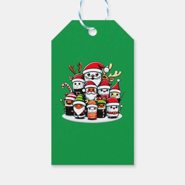 Christmas Sushi Festive Celebration Gift Tags (Front)