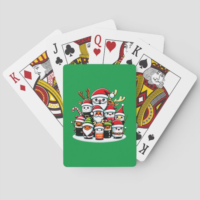 Christmas Sushi Festive Celebration Playing Cards (Back)