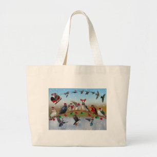 Christmas Swallows Large Tote Bag