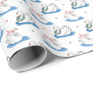 Christmas Swan Wrapping Paper