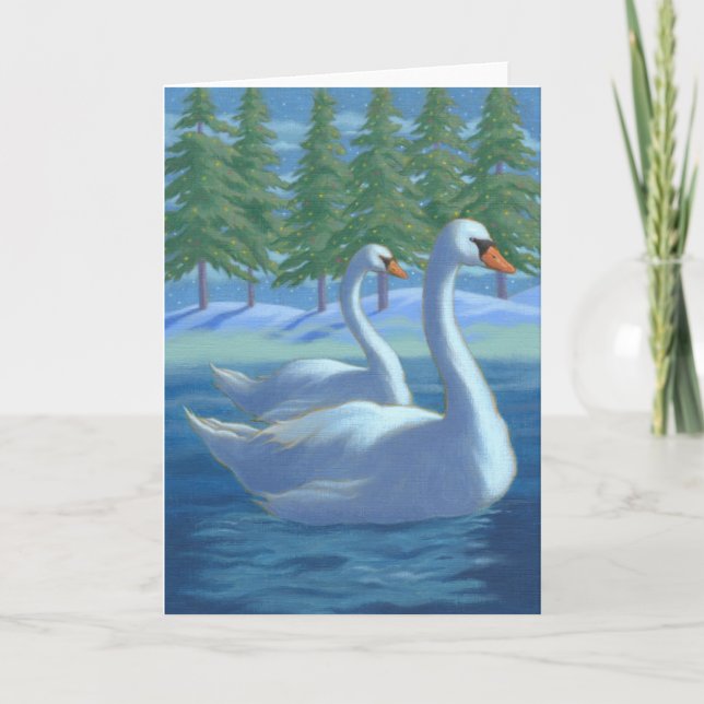 Christmas swans holiday card (Front)