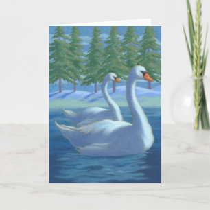 Christmas swans holiday card