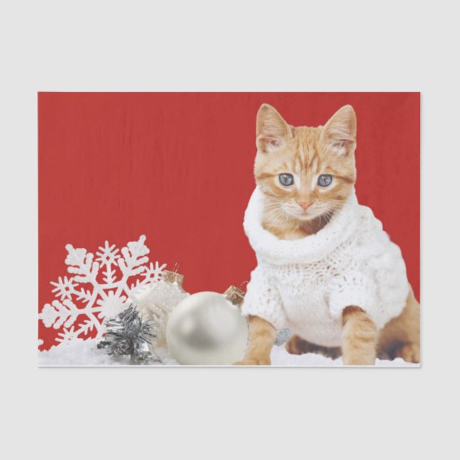 Christmas Sweater Cat Tissue Paper (Front)
