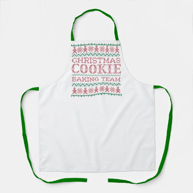 Christmas Sweater Cookie Baking Team Apron (Front)