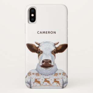 Christmas Sweater Cow Add Your Name iPhone X Case