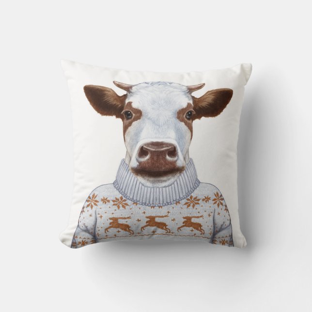 Christmas Sweater Cow Cushion (Front)