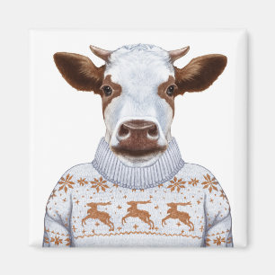 Christmas Sweater Cow Magnet
