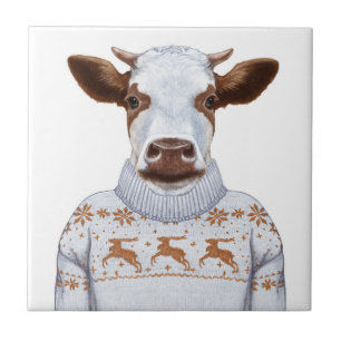 Christmas Sweater Cow Tile