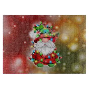 Christmas Sweater Gnome Holiday Lights Tangle Cutting Board