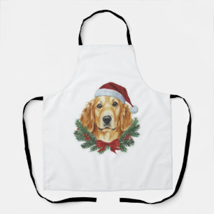 Christmas sweater Golden Retriever dog Santa Dog Apron