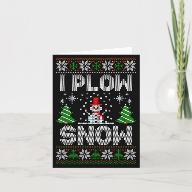 Christmas Sweater I Plow Snow Matching Couples Paj Card (Front)