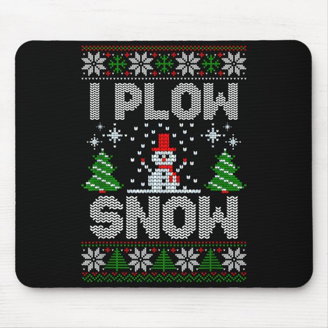 Christmas Sweater I Plow Snow Matching Couples Paj Mouse Mat (Front)