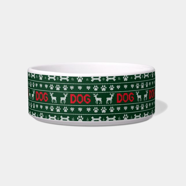 Christmas Sweater Knit Pattern — Dog Bowl (Front)