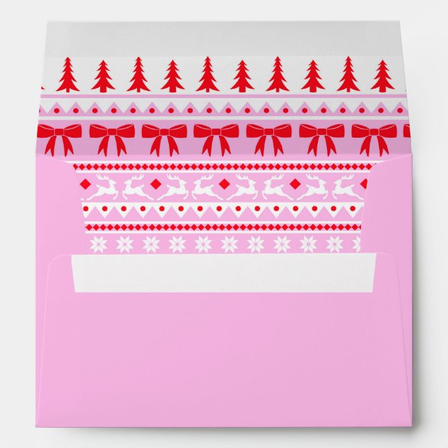 Christmas Sweater Knitted Pattern Pink and Red Envelope (Back (Bottom))