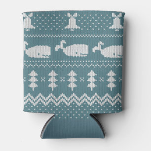 Christmas Sweater Knitted Pattern Whale Scandi Can Cooler