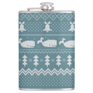 Christmas Sweater Knitted Pattern Whale Scandi Hip Flask