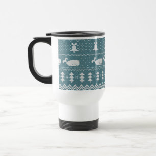 Christmas Sweater Knitted Pattern Whale Winter  Travel Mug