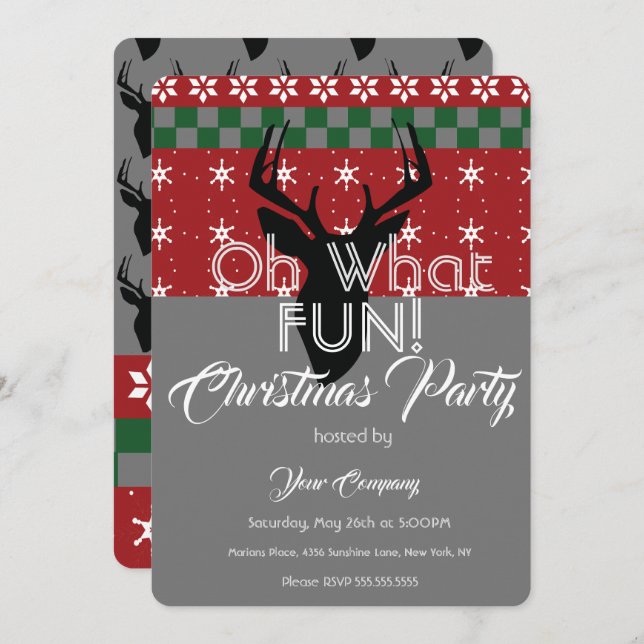 Christmas Sweater Office Party Deer Ugly Sweater Invitation (Front/Back)