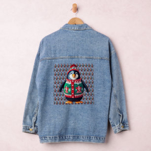 Christmas Sweater Penguin Denim Jacket