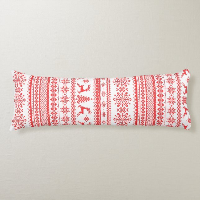 Christmas sweater red fair isle pattern monogram body cushion (Front)