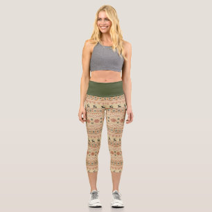 Christmas Sweater Reindeer Pattern Capri Leggings