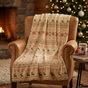 Christmas Sweater Reindeer Pattern Fleece Blanket