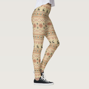 Christmas Sweater Reindeer Pattern Leggings