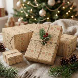 Christmas Sweater Reindeer Pattern Wrapping Paper