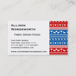 Christmas Sweater Reindeer, Snowflakes and Mittens Business Card