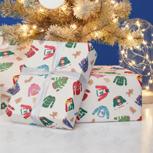 Christmas Sweaters and Gingerbread Cookies Wrapping Paper
