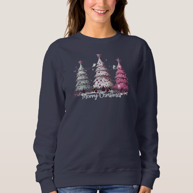Christmas Sweatshirt, Enchanted Designed Christmas Sweatshirt (Front)
