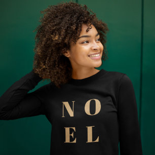 Christmas Sweatshirt Holiday Noel Gold on Black