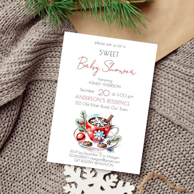 Christmas sweet baby shower tea party template (Christmas sweet baby shower tea party template invitation digital download watercolor winter themed)