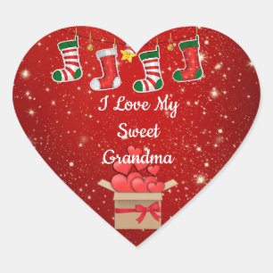 Christmas, Sweet Grandma Heart Sticker