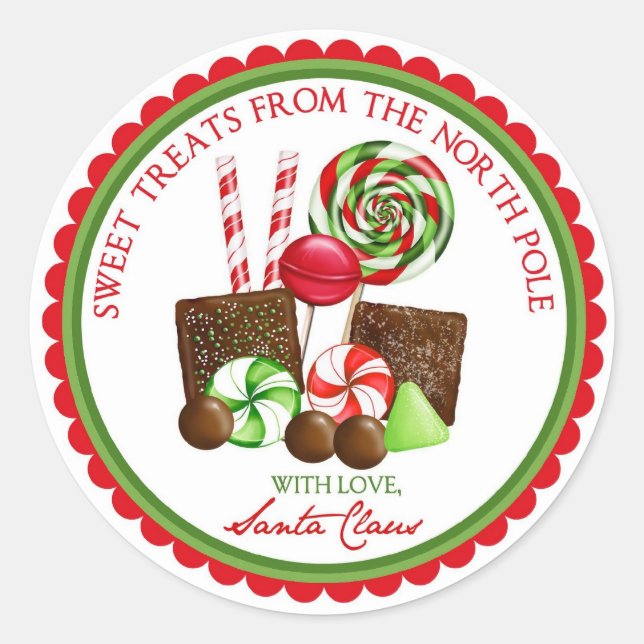 Christmas Sweet Stripes Holiday Stickers (Front)